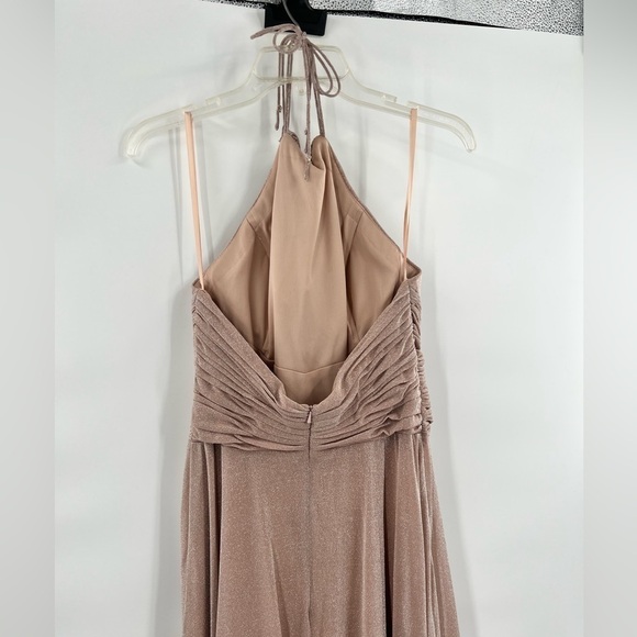 Fancy Schmancy pink halter shimmer maxi dress size 2 - Picture 6 of 7
